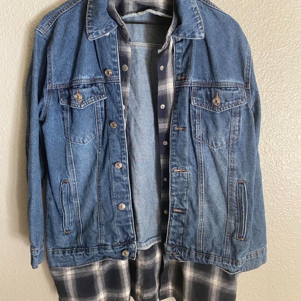 Windsor Women'sJean Jacket with Navy/White flannel lining Jacket